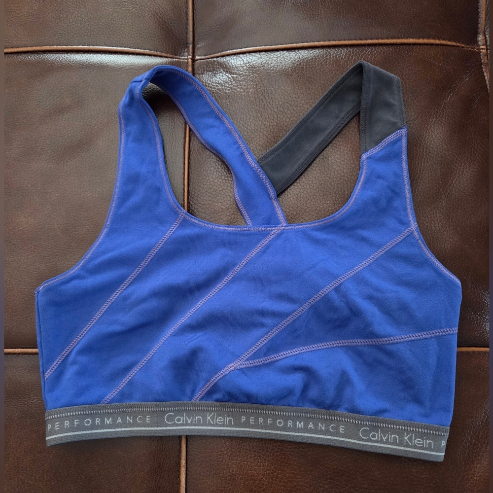Calvin Klein Blue and Black Sports Bras Size Medium - Picture 3 of 13